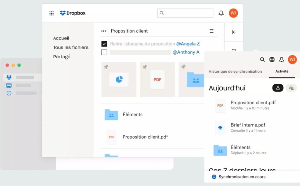 Dropbox interface