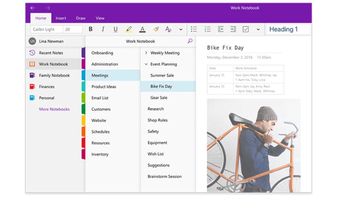 taking notes on onenote