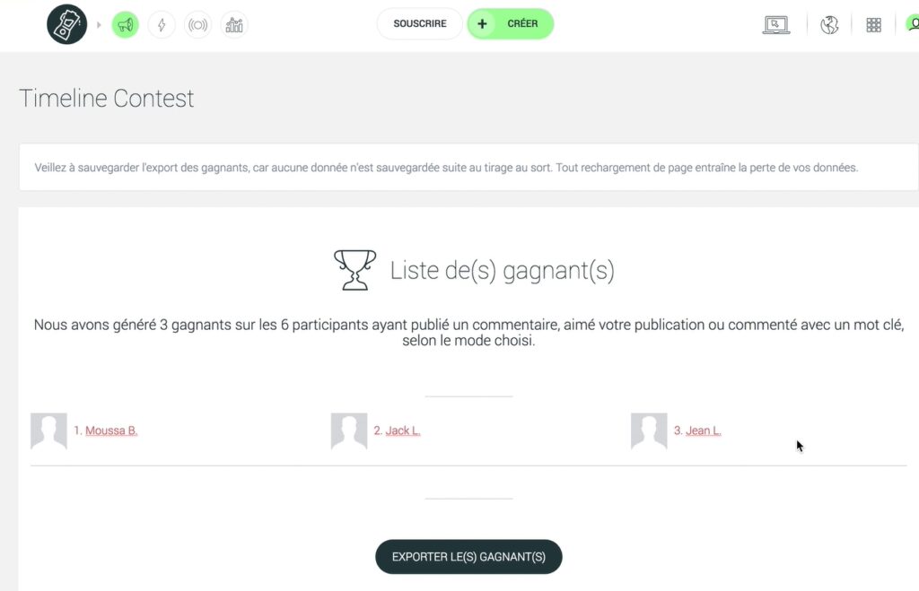 socialshaker gagnants