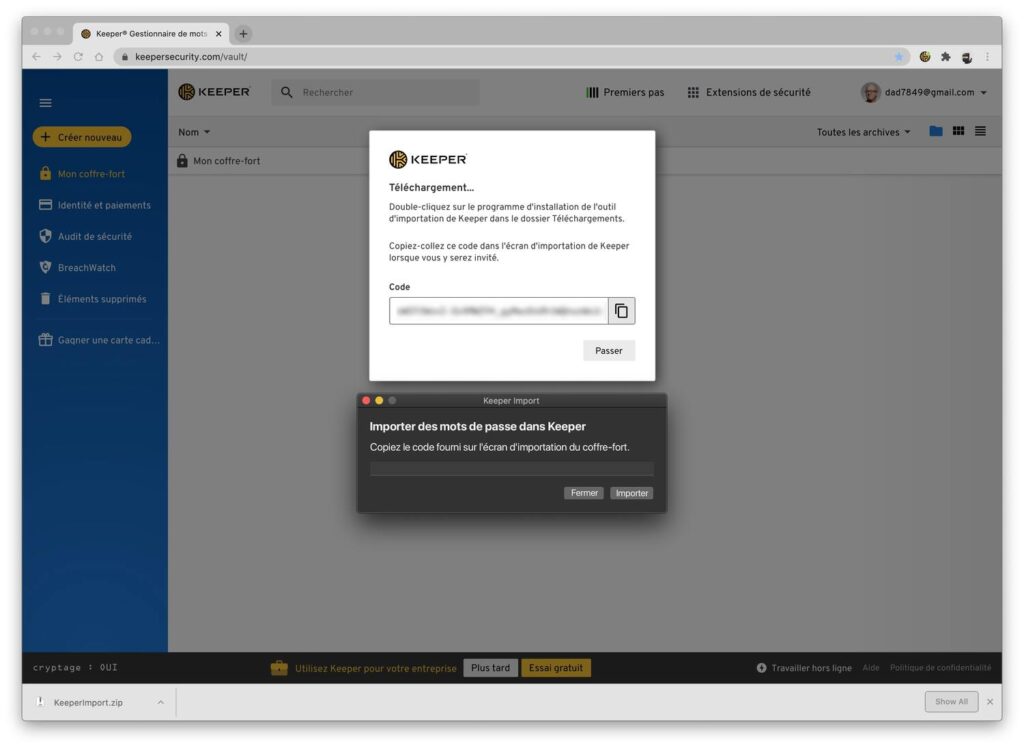 code coffre fort keeper