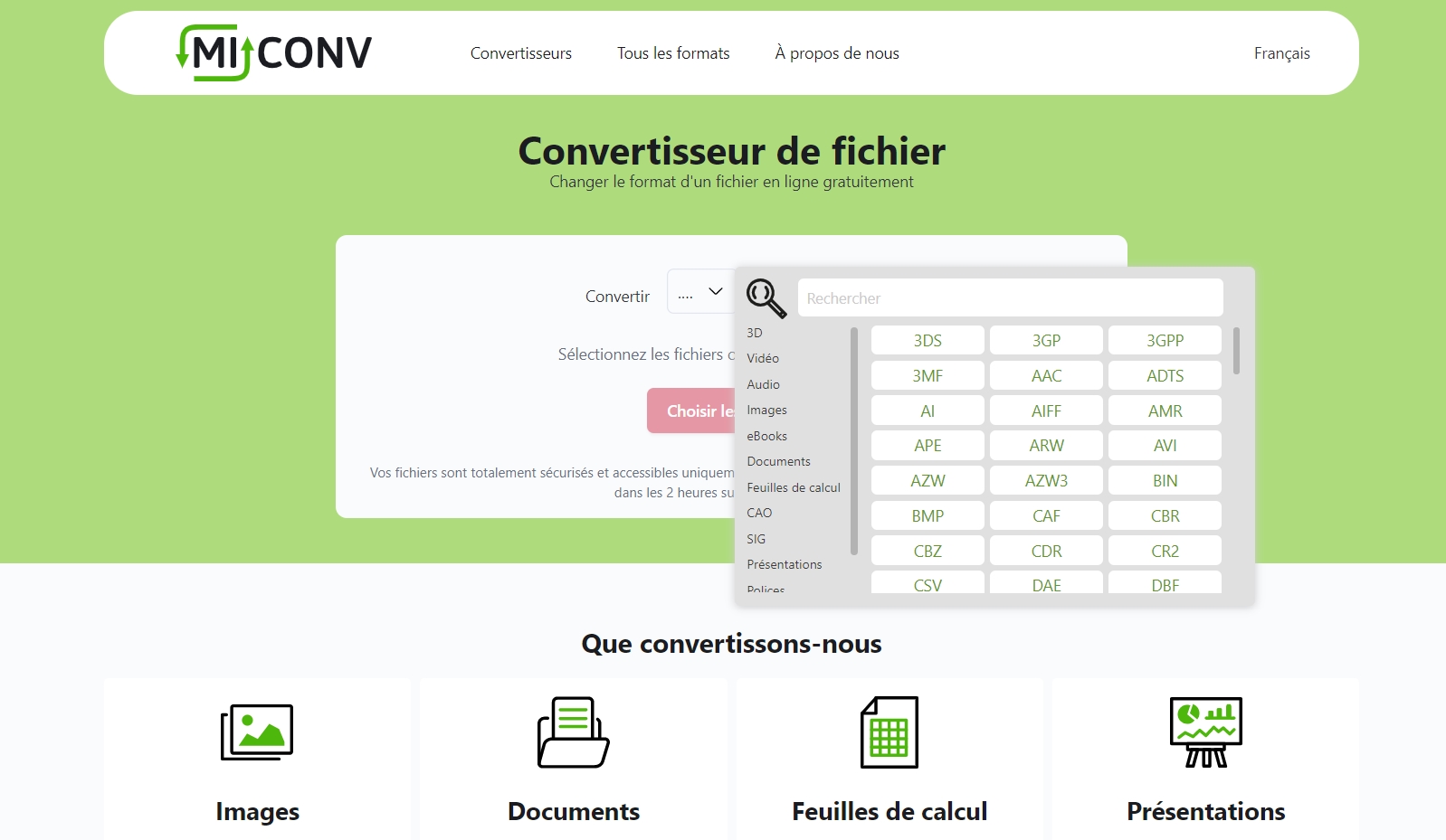 MiConv : un convertisseur de fichier en ligne et entièrement gratuit