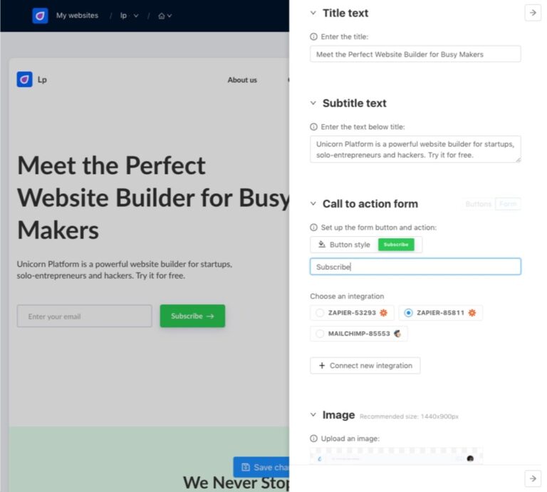 Unicorn Platform : un générateur de landing pages en ligne et sans code