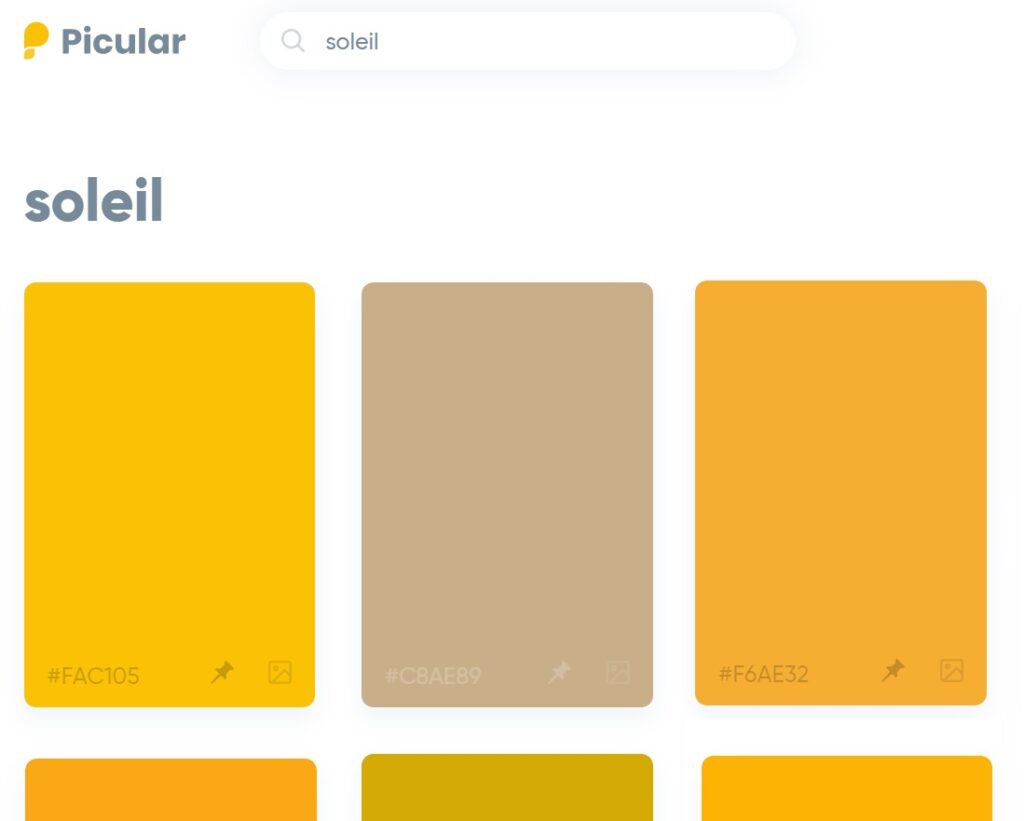 picular recherche couleur soleil