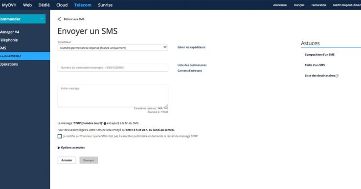 Illustration OVH Télécom SMS Pro