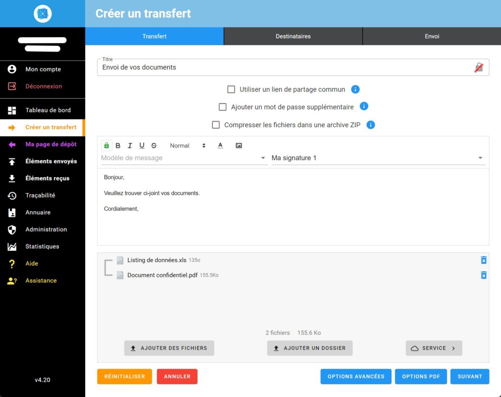 bluefiles-envoi-fichier