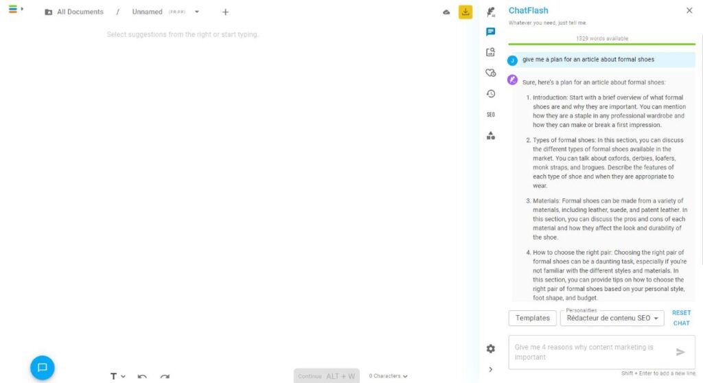Neuroflash question chat