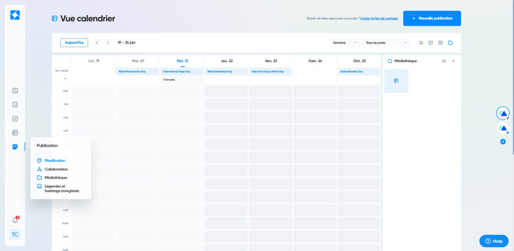 Retrouvez toutes vos publications avec la Vue calendrier.