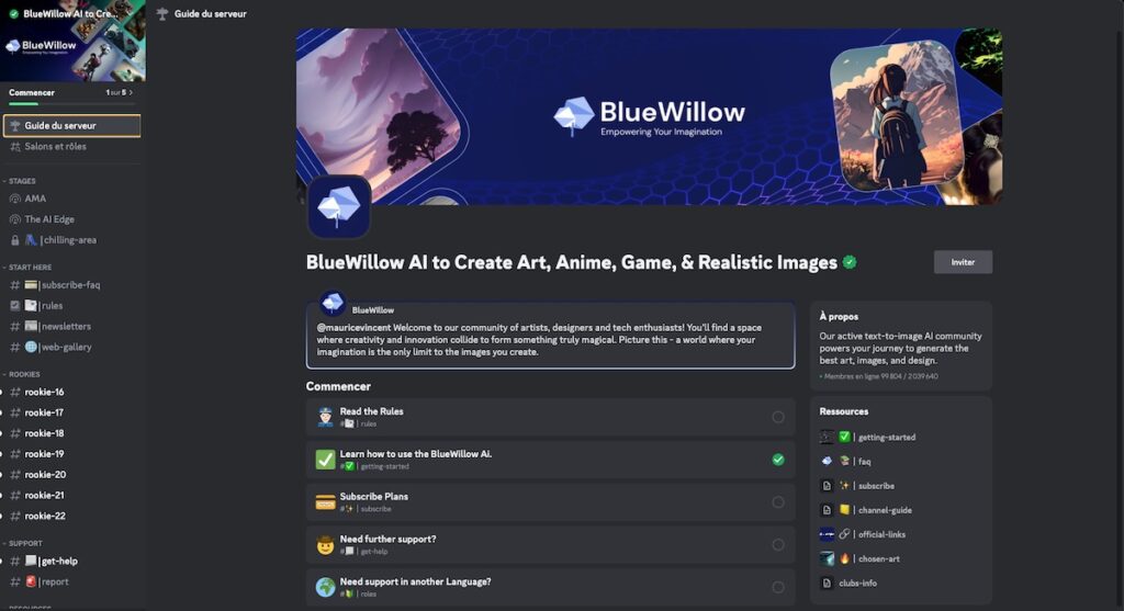 BlueWillow-interface