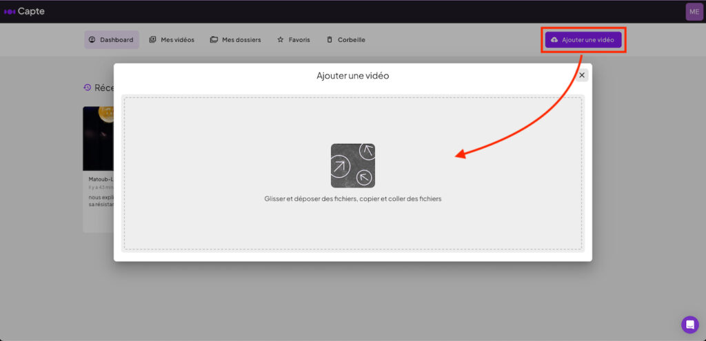 Commencez par choisir la vidéo que vous souhaitez uploader grâce au bouton dédié.