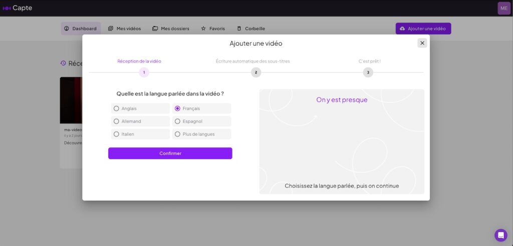 Le temps nécessaire pour générer les sous-titres peut varier selon la longueur de la vidéo.