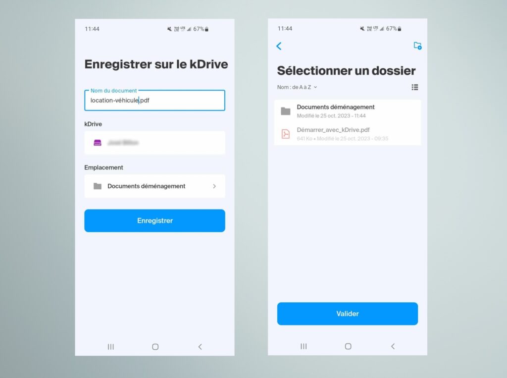 L'enregistrement d'un document.