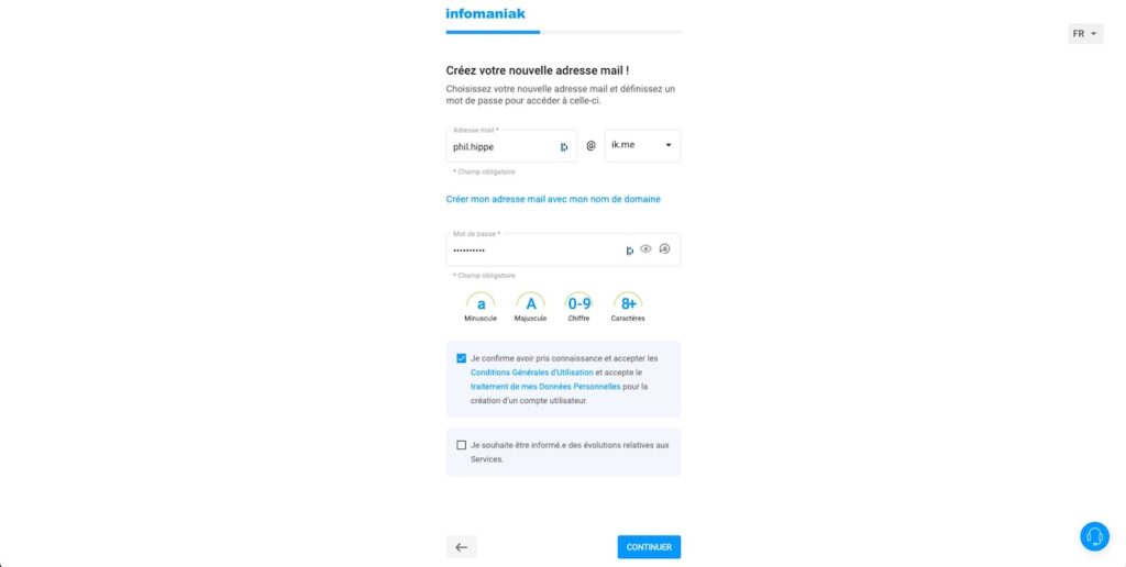 Création d'une adresse mail Infomaniak.