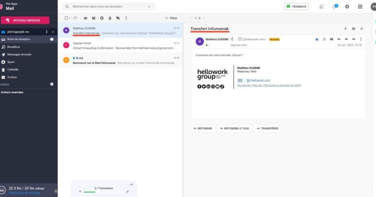 Migrer un compte Gmail vers Infomaniak Mail