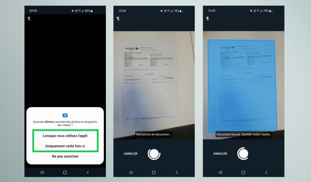 L'application se charge d'identifier le document.