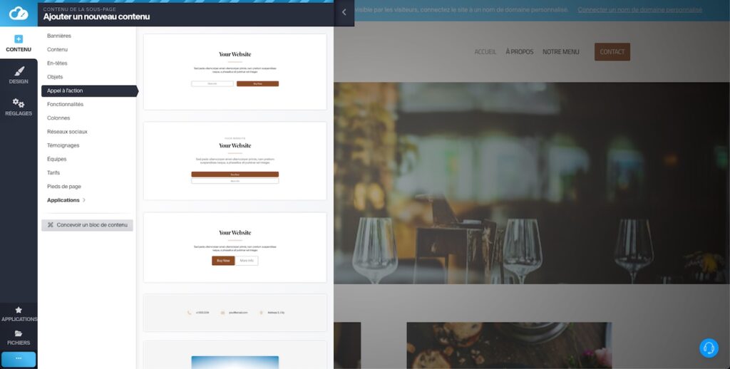Personnalisation du site.