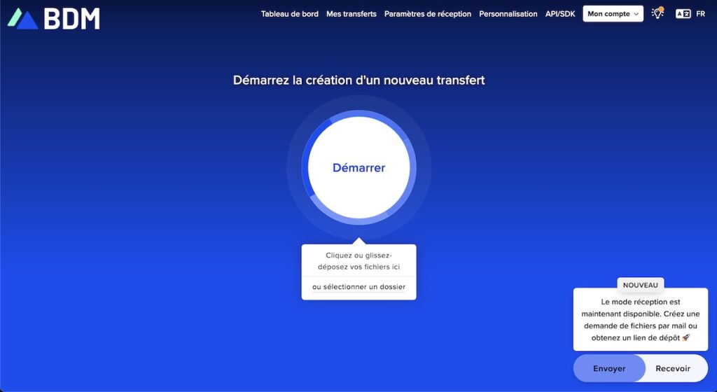 Vous pouvez uploader ou glisser-déposer les fichiers à transférer.