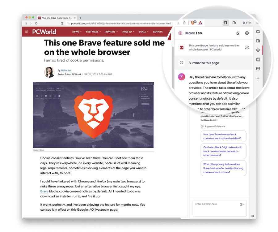 Brave Leo AI : un assistant conversationnel pour le navigateur web Brave