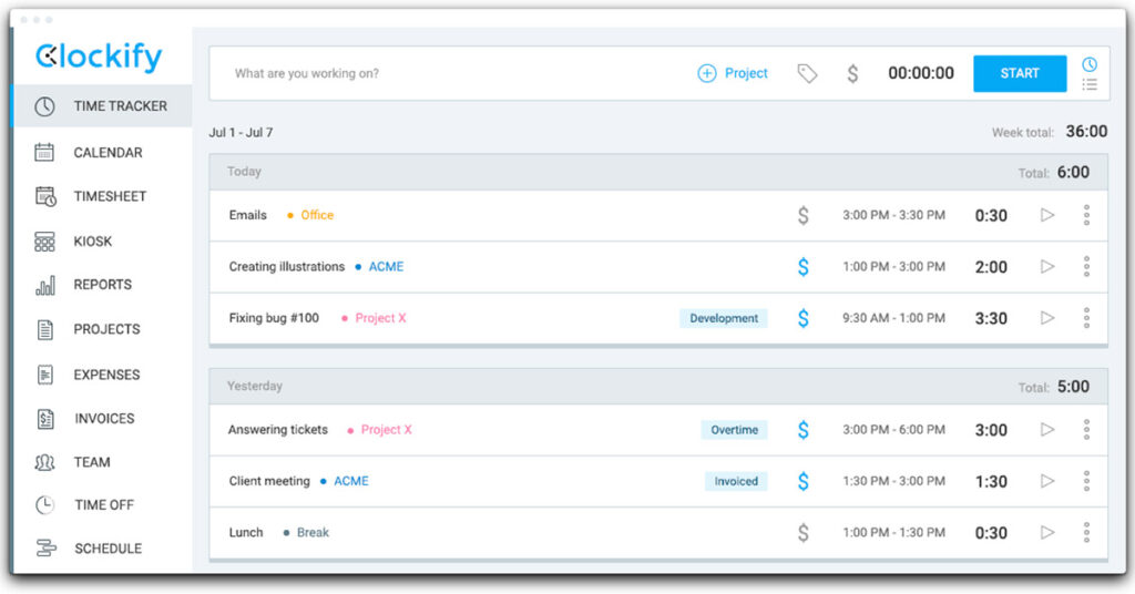 clockify-une