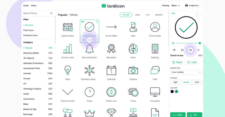 Lordicon : une bibliothèque d'icônes animées pour vos projets digitaux