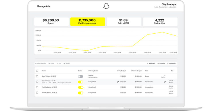 Illustration Snapchat Ads Manager