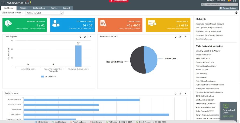 adselfservice-plus-dashboard