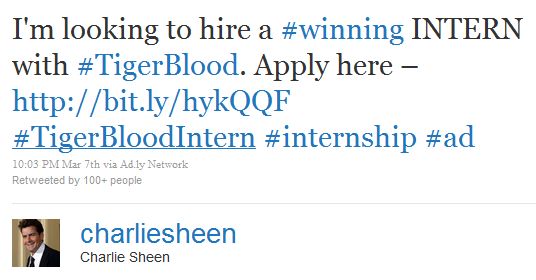 charlie sheen tweet