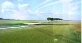 Fonds d’écran mêlant paysages et graphisme : Desktopography
