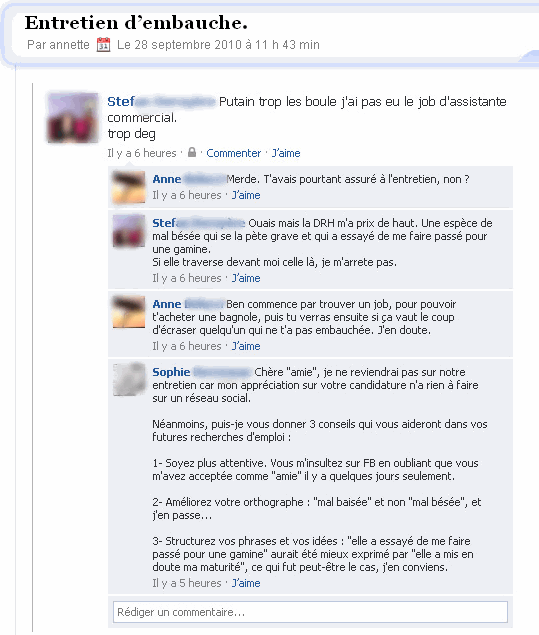 entretien facebook