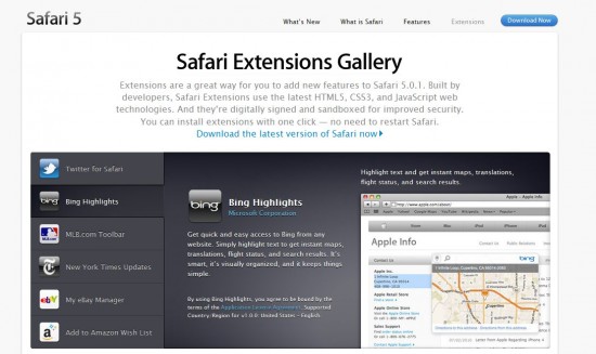 Extensions Safari