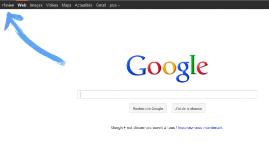 flêche google plus