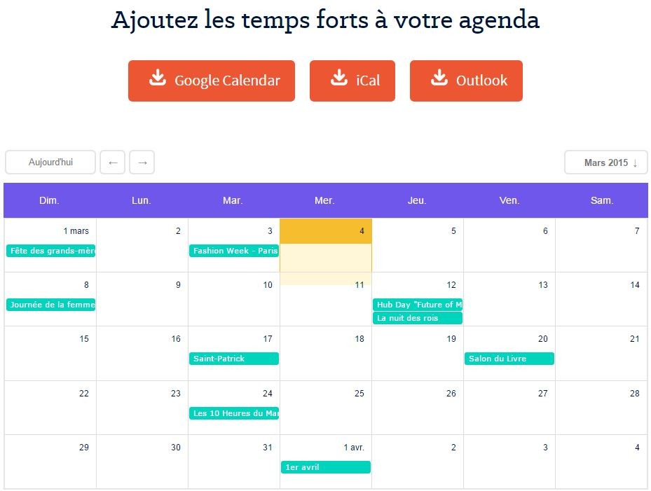 Un calendrier des temps forts de l'année 2015 pour réaliser ses