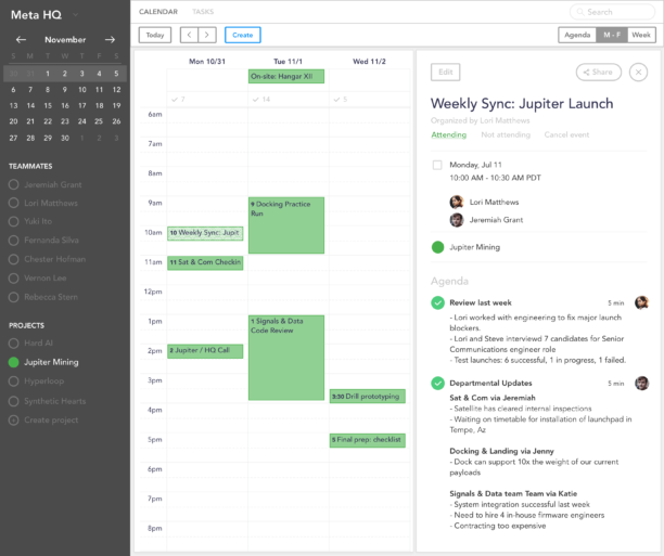 Sunsama un calendrier complet pour le travail en équipe