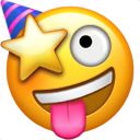 blushing_face_with_party_hat_and_star_eye_and_tongue_sticking_out_and_open_eye