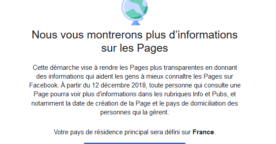 Facebook va montrer plus d’informations sur les pages à partir du 12 décembre 2018