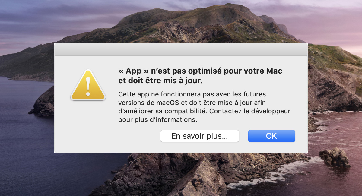 macOS Catalina : les applications 32 bits ne sont plus compatibles