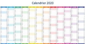 Calendrier 2020 à imprimer : jours fériés, vacances, numéros de semaine…