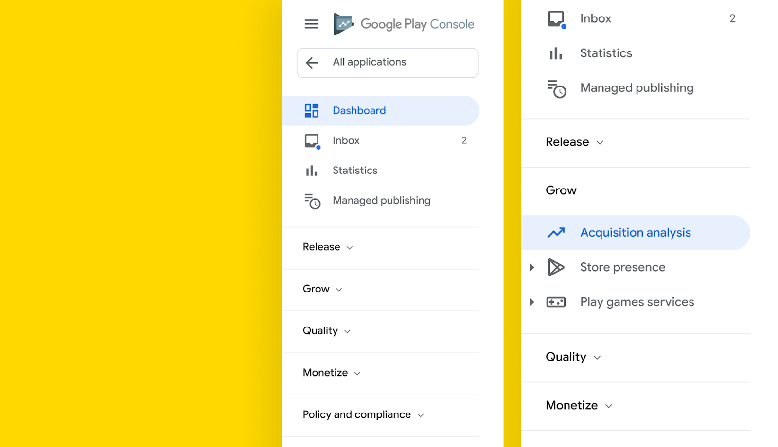 Google Play Console la nouvelle version est disponible en bêta