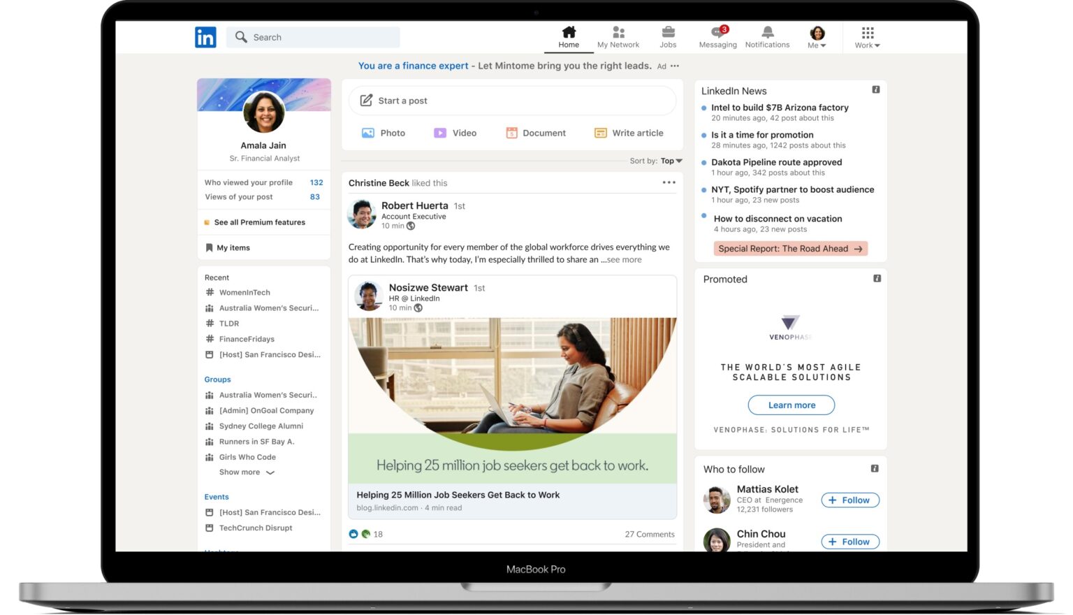 LinkedIn dévoile un nouveau design sur desktop