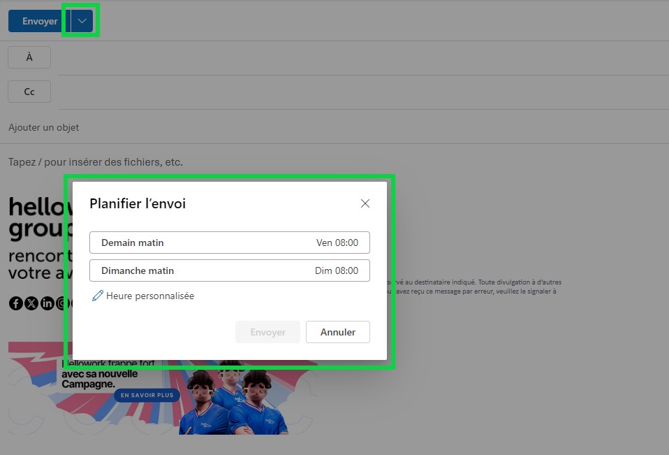 Planifier sur Outlook Web