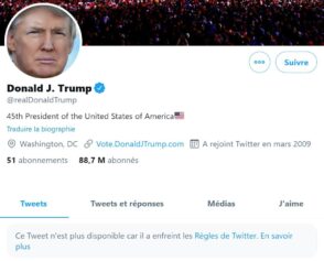 Facebook et Twitter suspendent les comptes de Donald Trump face aux violences de Washington  