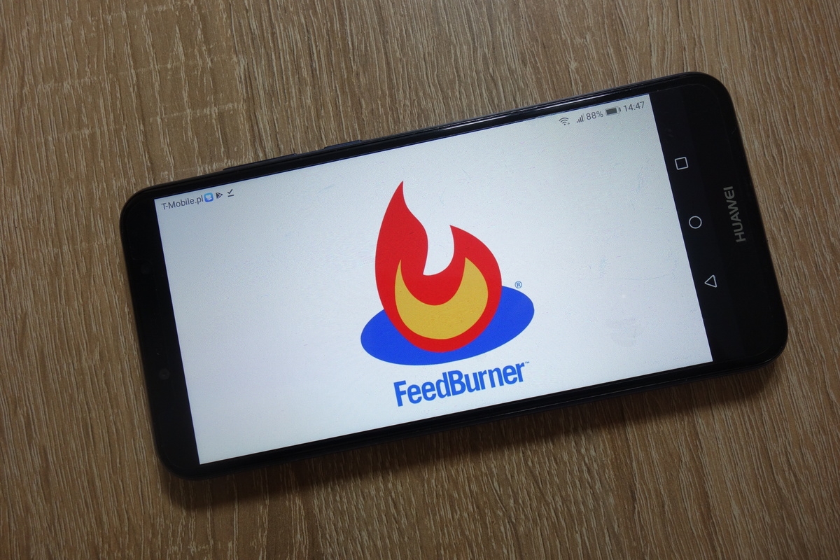 KONSKIE, POLAND – December 09, 2018: FeedBurner logo displayed on smartphone