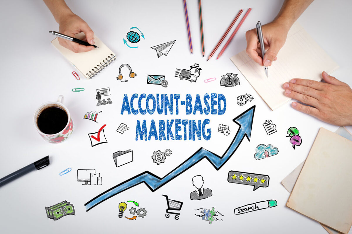 Account-Based Marketing Concept. keywords and icons on white background.