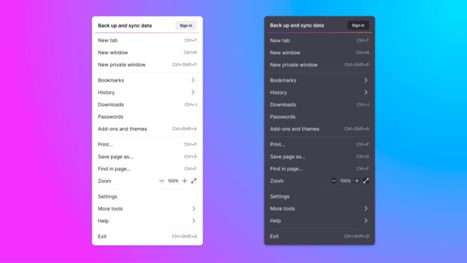 Firefox 89 affiche un menu plus épuré.