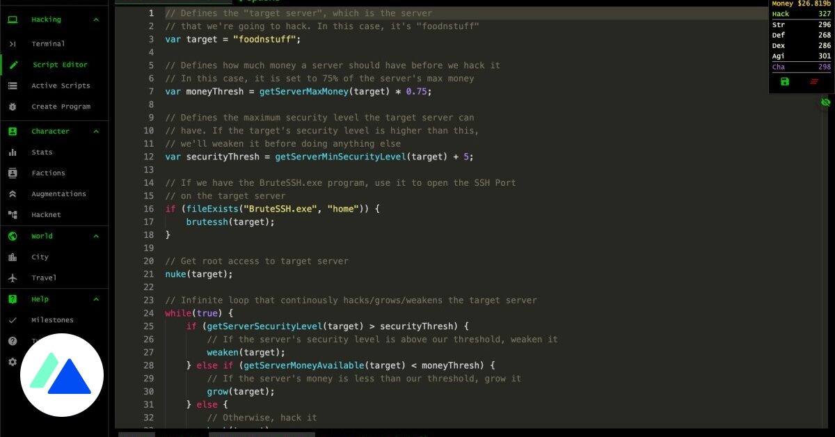 Bitburner, un jeu gratuit pour apprendre à coder en JavaScript