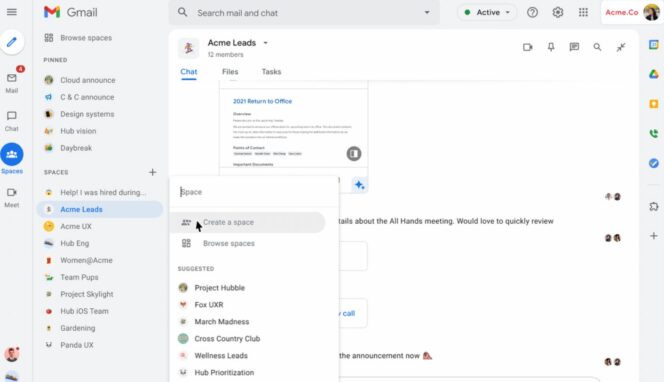 google-spaces-interface