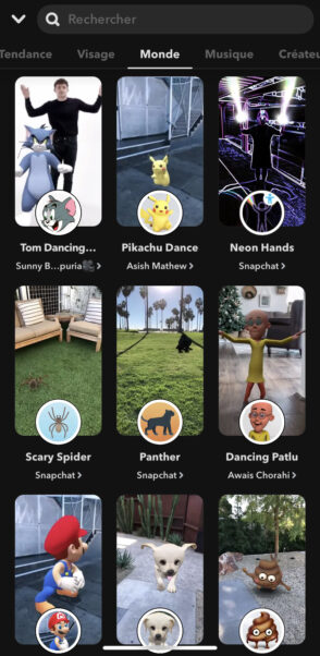 lens-snapchat-personnages-animaux