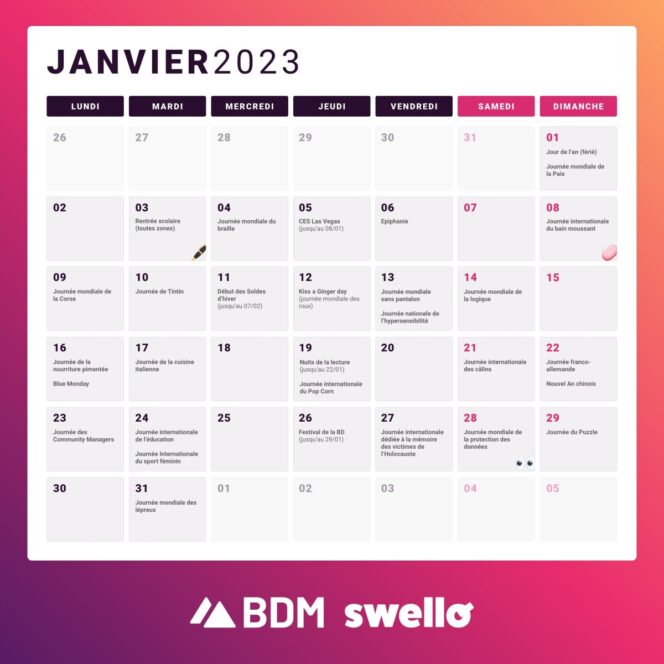 Calendrier marketing 2023 la liste de tous les événements de l’année