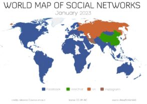 La carte des réseaux sociaux les plus populaires en 2023
