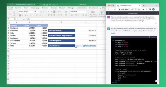 Excel avec ChatGPT – Code