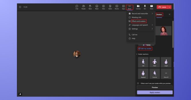 Microsoft Teams Avatars 3D Meeting